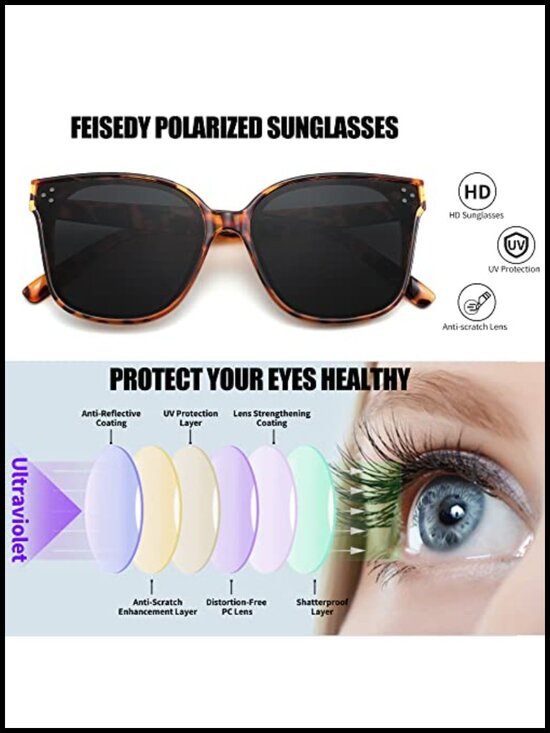 Oversized Square Polarized Sunglasses UV400 Protection for Outdoor Daily Use